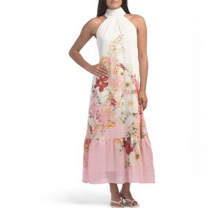 TAYLOR SPRING IN BLOOM SHEER MAXI DRESS